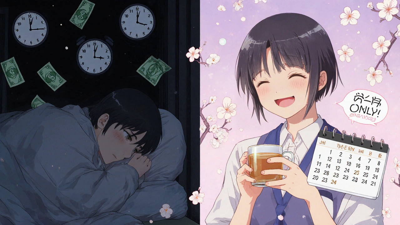 Split scene: one side shows a person in distress with chaotic symbols, the other shows calm with mood stabilizers and a peaceful routine.