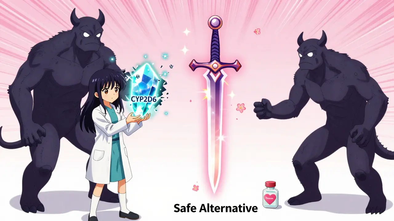 A medical girl transforms a broken enzyme into a morphine sword, defeating harmful pills.